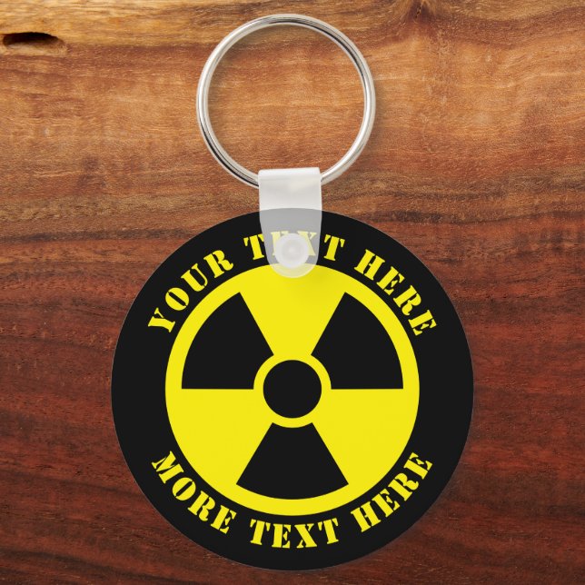 Nuclear radioactive symbol black & yellow nuke key ring (Front)