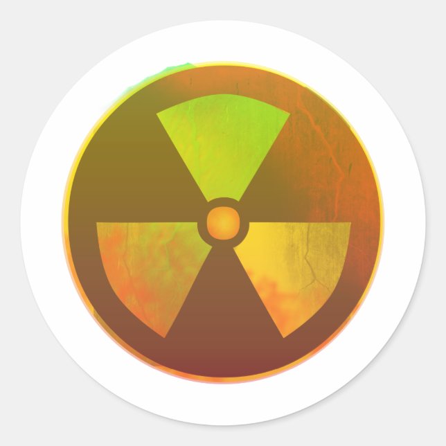 Nuclear Symbol Radioactive Glow Classic Round Sticker (Front)