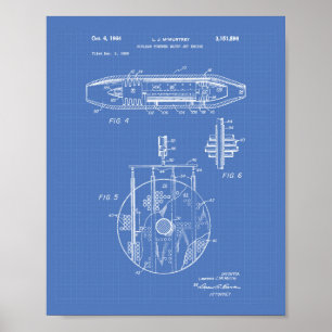 Nuclear Water Jet Engine 1959 Art  Blueprint Poster