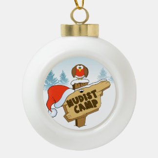 Nudist Camp Ceramic Ball Christmas Ornament