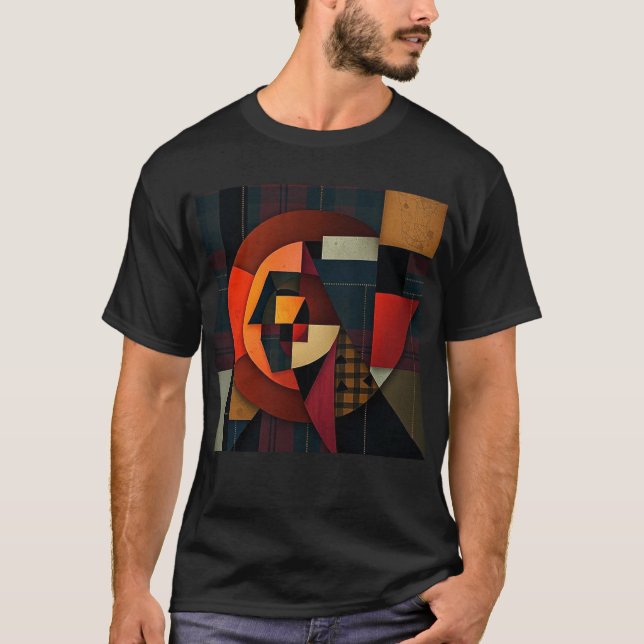 NUES Cubist Tartan Abstract T-Shirt (Front)