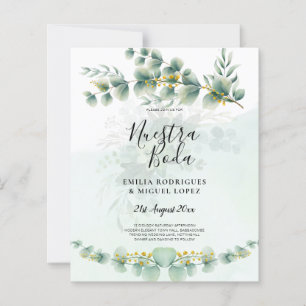 Nuesta Boda Greenery Gold Wedding Invitation