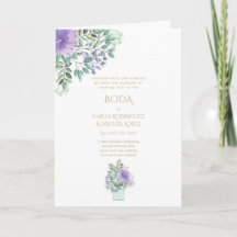 Nuestra Boda 4page FLORAL Spanish Wedding INVITES