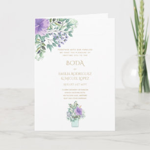 Nuestra Boda 4page FLORAL Spanish Wedding INVITES