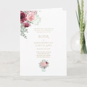 Nuestra Boda 4page FLORAL Spanish Wedding INVITES