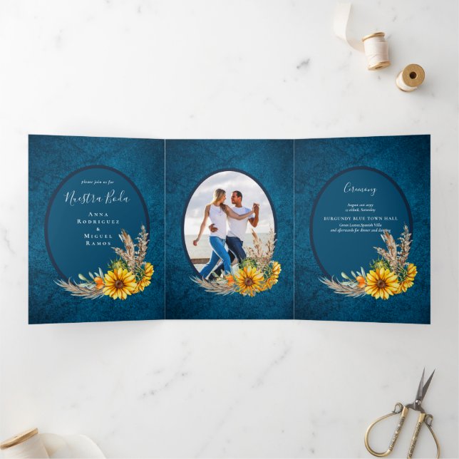 Nuestra Boda 6 page Sunflowers Wedding Invite (Inside)