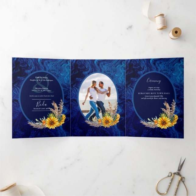 Nuestra Boda 6 page Sunflowers Wedding Invite (Inside)