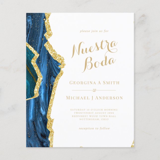 Nuestra Boda AGATE Gold Spanish Wedding INVITE (Front)