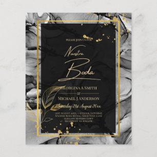 NUESTRA BODA Black Gold  Ink Wedding INVITE