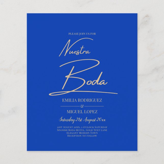 NUESTRA BODA Blue Monochrome Wedding NVITE Flyer (Front)