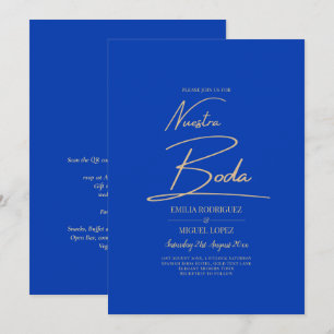 NUESTRA BODA Blue Monochrome Wedding NVITE Invitation