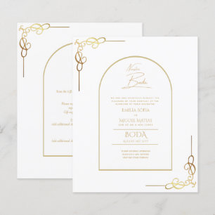 Nuestra Boda Budget Gold Accent Bilingual Invite