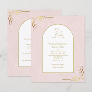 Nuestra Boda Budget Gold Accent Bilingual Invite