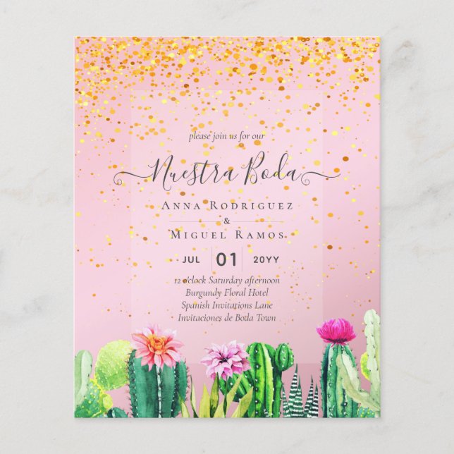 Nuestra Boda CACTI Fiesta Spanish Wedding INVITE (Front)
