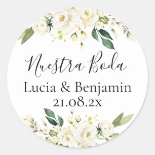 Nuestra boda Classic Round Sticker
