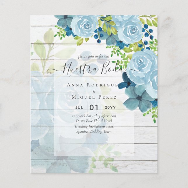 NUESTRA BODA Dusty Blue Floral BUDGET (Front)