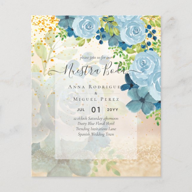 NUESTRA BODA Dusty Blue Floral BUDGET (Front)