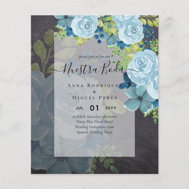 NUESTRA BODA Dusty Blue Floral BUDGET (Front)