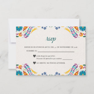 Nuestra Boda Flowers Botanical Spanish Wedding RSVP Card