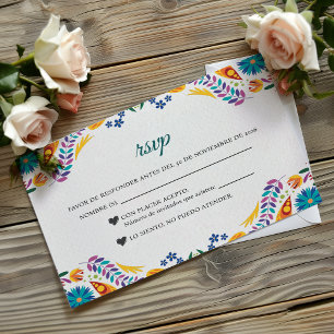 Nuestra Boda Flowers Botanical Spanish Wedding RSVP Card