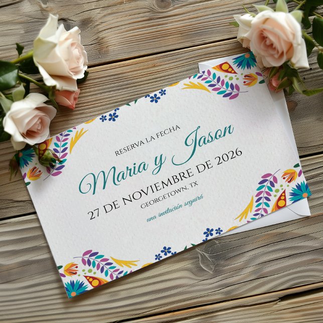 Nuestra Boda Flowers Botanical Spanish Wedding Save The Date (Nuestra Boda Flowers Botanical Spanish Wedding Save The Date)