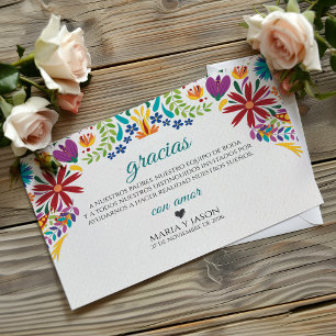 Nuestra Boda Flowers Botanical Spanish Wedding Thank You Card