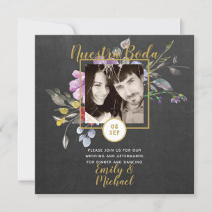 Nuestra Boda Invitacion - PHOTO Wedding Purple 2 Invitation
