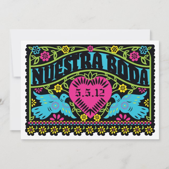 Nuestra Boda Love Birds Banner Invitation (Back)