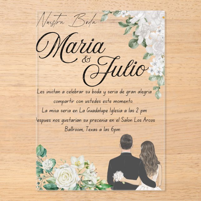 Nuestra Boda/Our Wedding  Acrylic Invitations (Front)