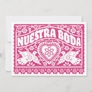 Nuestra Boda Papel Picado Love Birds Invitation