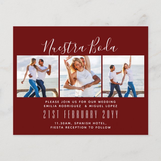 Nuestra Boda Photo Collage Wedding INVITE (Front)