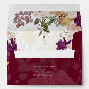 NUESTRA BODA Plum Fall Floral Spanish Wedding Envelope