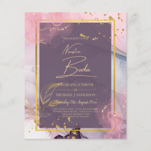 NUESTRA BODA Purple Pink Gold Ink Wedding INVITE Flyer