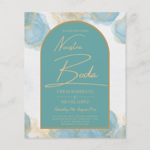 Nuestra BODA Sea Glass Teal Gold Arch QR Code Flyer