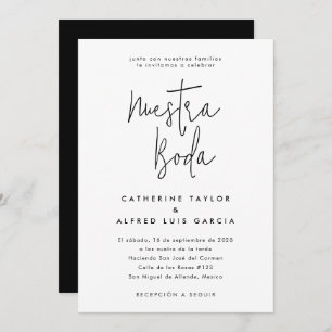 Nuestra Boda Spanish Language Black Script Wedding Invitation