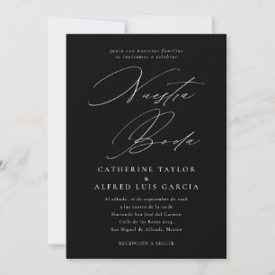 Nuestra Boda Spanish Language Black Script Wedding Invitation