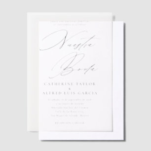 Nuestra Boda Spanish Language Black Script Wedding Vellum Invitations