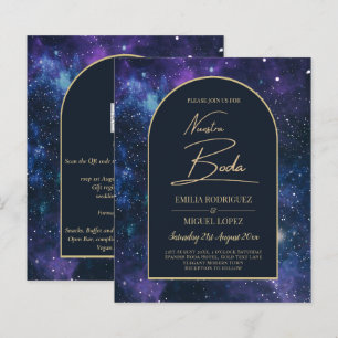 NUESTRA BODA Starry Night Purple Blue INVITE