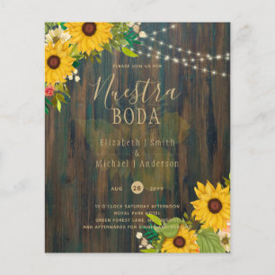 NUESTRA BODA Sunflowers Rustic Wood INVITE Flyer