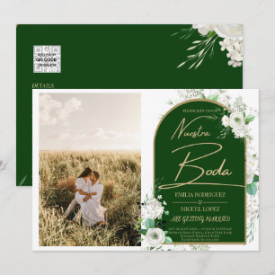 NUESTRA BODA White Roses Spanish Photo Invites