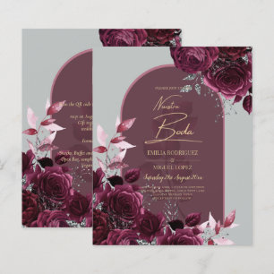NUESTRA BODA Wine Red Roses INVITACIONS