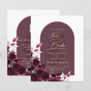 NUESTRA BODA Wine Red Roses INVITACIONS