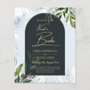 NUESTRA BODA Winter Greenery Wedding Invite Flyer