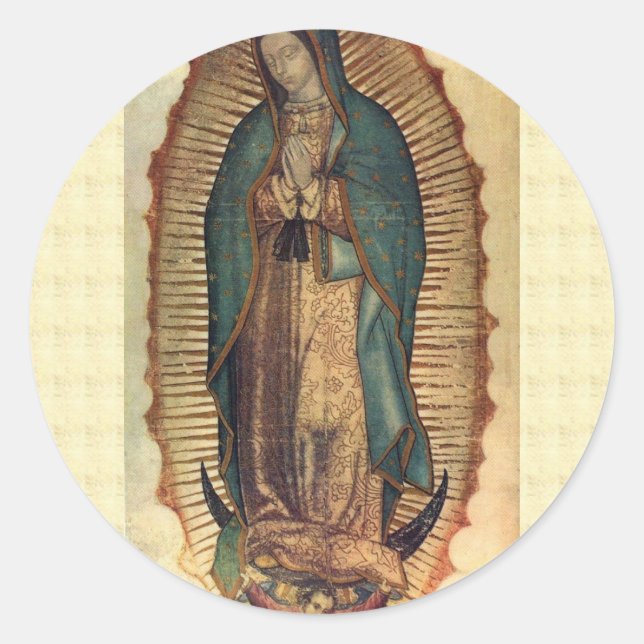 Nuestra Señora Our Lady Virgin of Guadalupe Classic Round Sticker (Front)