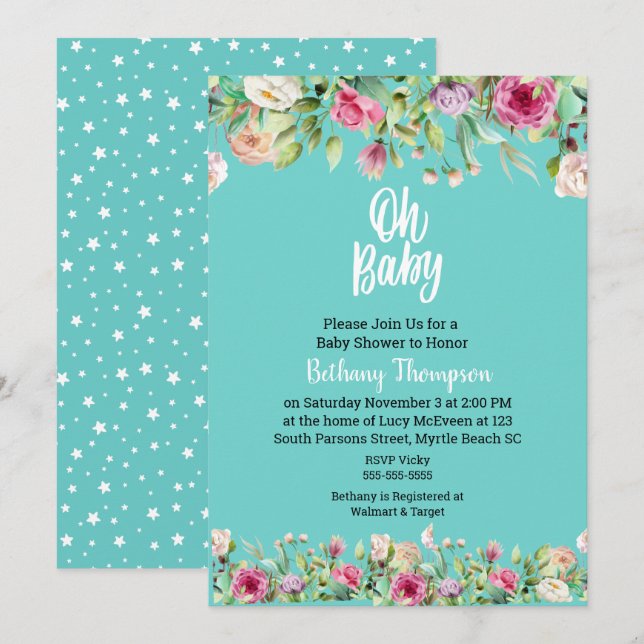 Nuetral  Baby Shower_Oh Baby Invitation (Front/Back)
