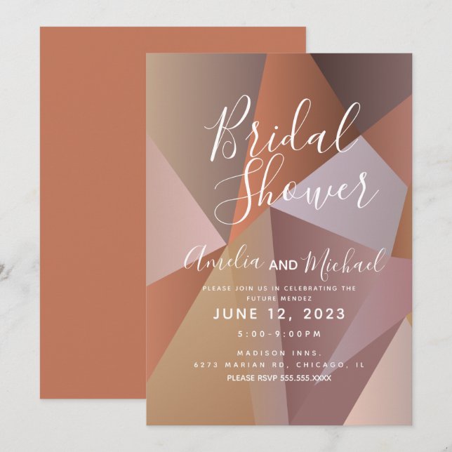 Nuetral Geometrical Shapes Gradient Bridal Shower Invitation (Front/Back)