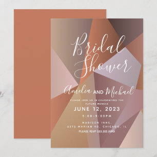 Nuetral Geometrical Shapes Gradient Bridal Shower Invitation