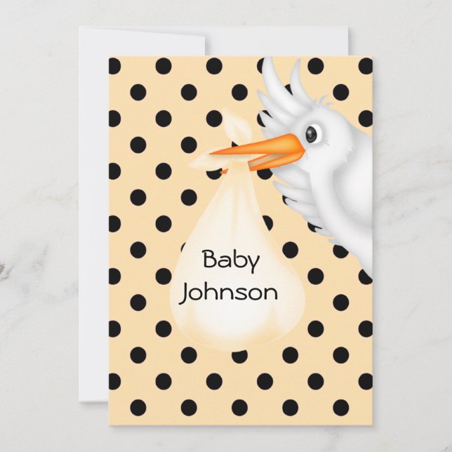 Nuetral Personalised Stork Baby Shower  Invitation (Front)