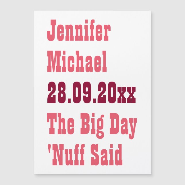 Nuff Said Funny Rustic Wedding Save The Date Card (Front)