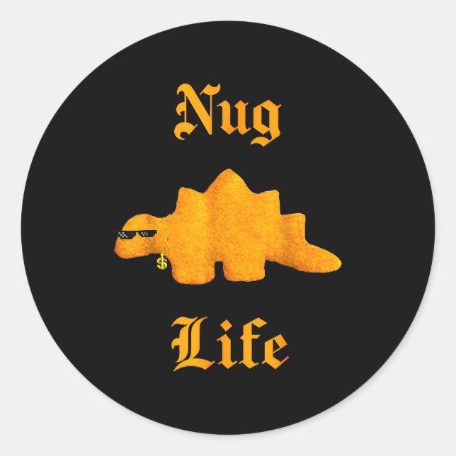 Nug Life Dinosaur Chicken Nugget Funny Retro  Classic Round Sticker (Front)